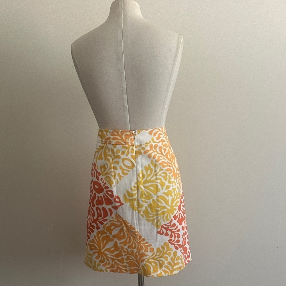 J. McLaughlin Austin Skirt White Poppy Orange Molokai sz 8 - Picture 4 of 6